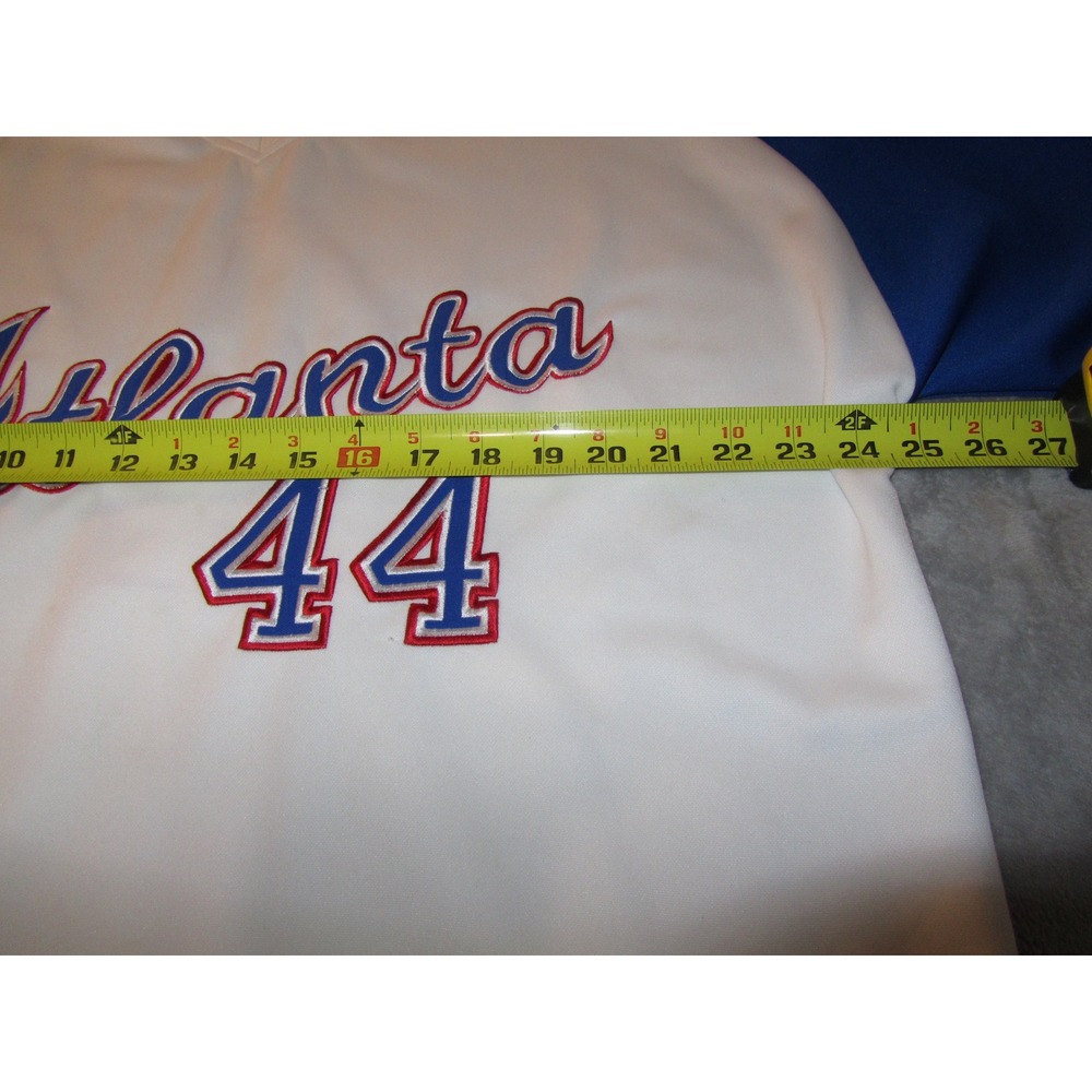 OTEK Sports Atlanta 44 Baseball Jersey Mens Large White 1972 Embroidered V-Neck - Picture 4 of 9